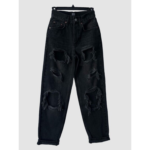 BDG High-Rise Distressed Baggy Faded Black Jeans Women’s Size 24 - Picture 3 of 12